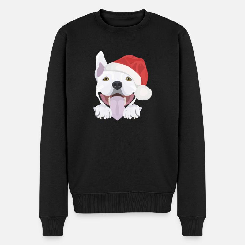 Bullterrier Frohe Weihnachten - Männer Premium Bio Pullover - Schwarz