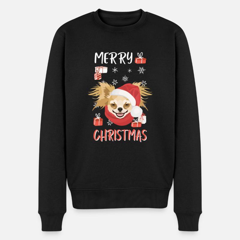 Chihuahua Frohe Weihnachten - Männer Premium Bio Pullover - Schwarz
