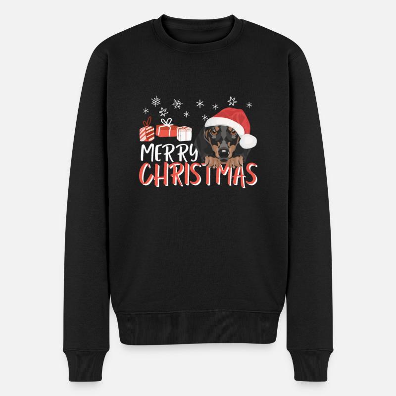 Teckel Joyeux Noël - Pull Premium bio Homme - noir