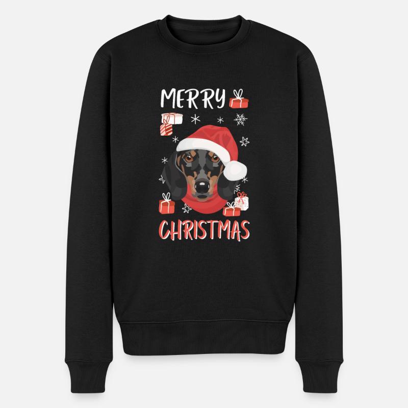Teckel Joyeux Noël - Pull Premium bio Homme - noir