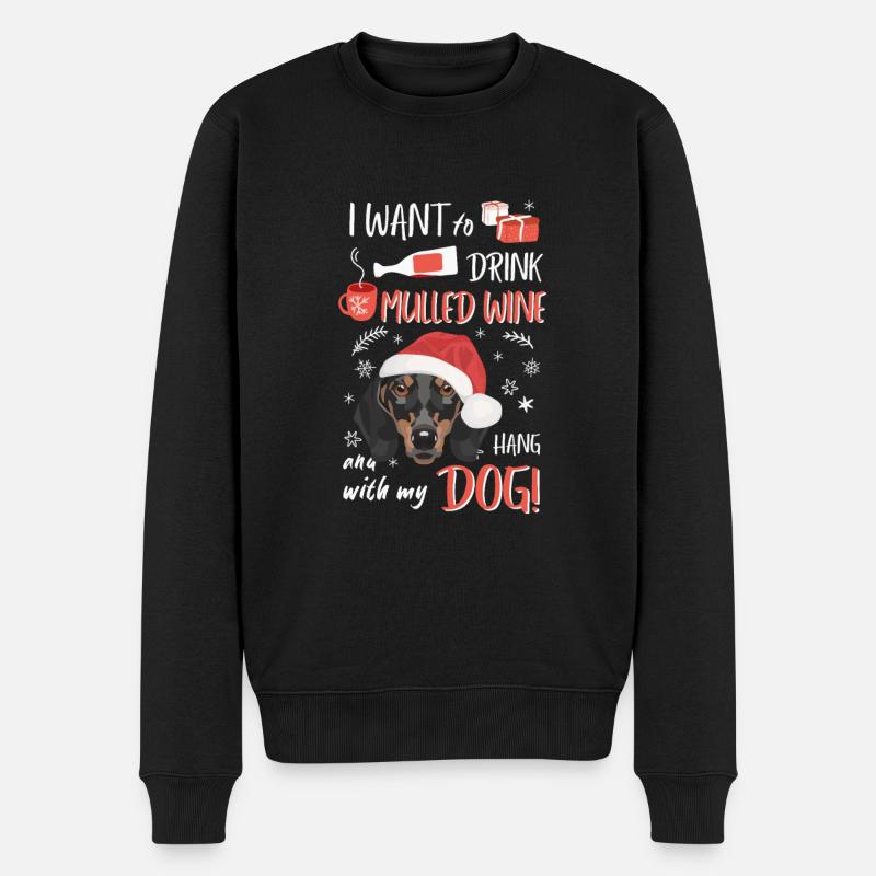 Dackel Glühwein Weihnachten - Männer Premium Bio Pullover - Schwarz