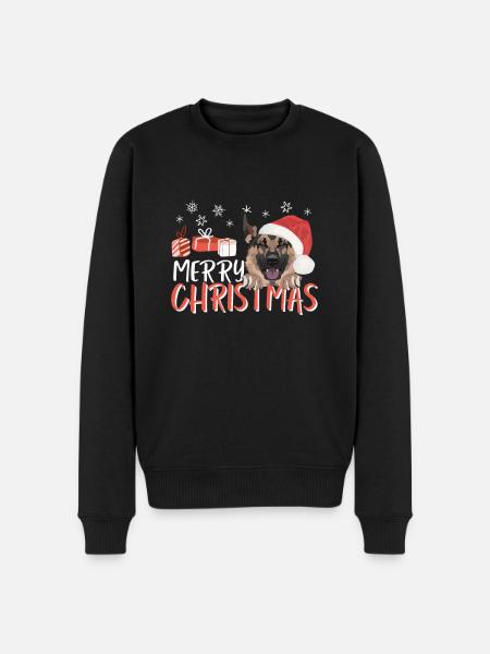 German Shepherd Merry Christmas - Men's Premium Organic Jumper - black