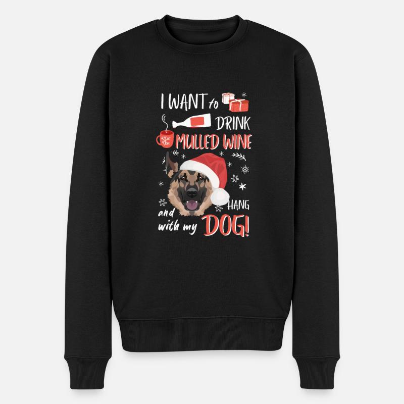 German Shepherd Mulled Wine Christmas - Men's Premium Organic Jumper - black