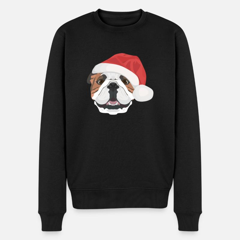Bouledogue anglais Joyeux Noël - Pull Premium bio Homme - noir