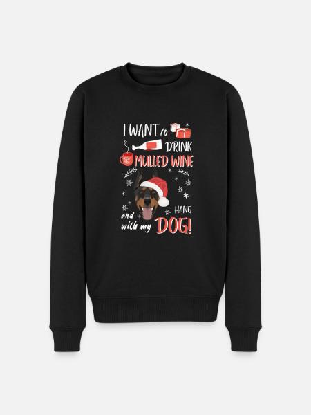 Doberman mulled wine Christmas - Men's Premium Organic Jumper - black