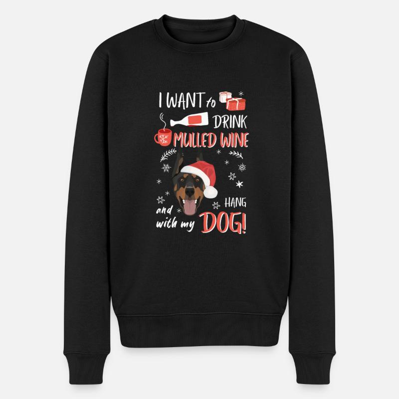 Doberman vin chaud Noël - Pull Premium bio Homme - noir