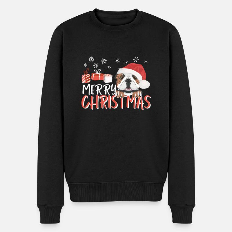 Bouledogue anglais Joyeux Noël - Pull Premium bio Homme - noir