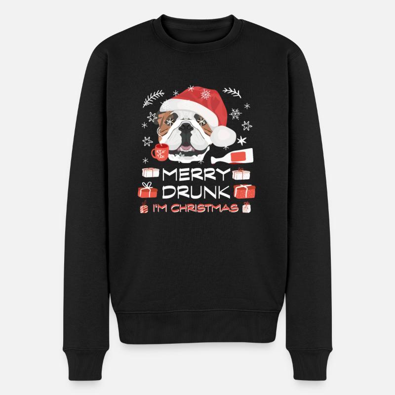 Englische Bulldogge Weihnachtsmarkt - Männer Premium Bio Pullover - Schwarz