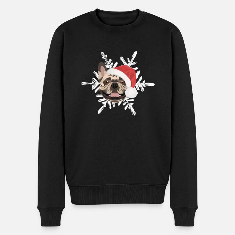 Français Bulldog Joyeux Noël - Pull Premium bio Homme - noir