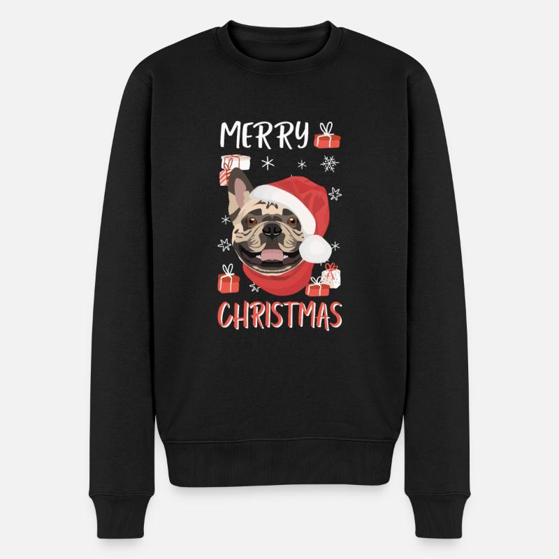 Français Bulldog Joyeux Noël - Pull Premium bio Homme - noir