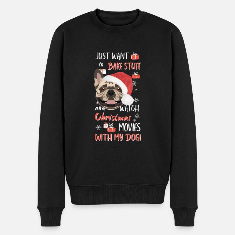 Français Bulldog Joyeux Noël - Pull Premium bio Homme - noir