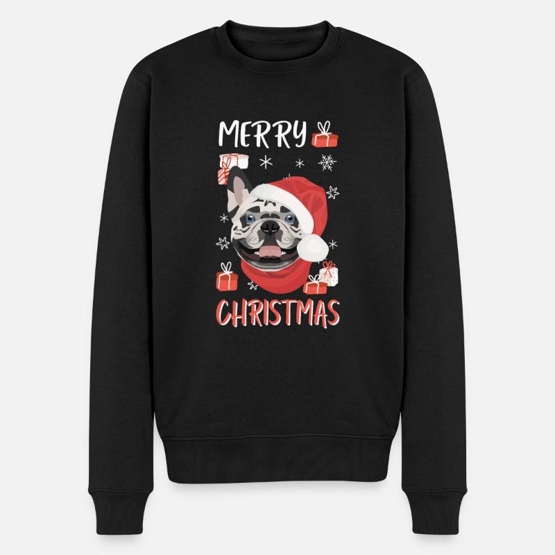 Français Bulldog Joyeux Noël - Pull Premium bio Homme - noir