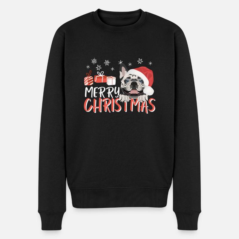 Français Bulldog Joyeux Noël - Pull Premium bio Homme - noir