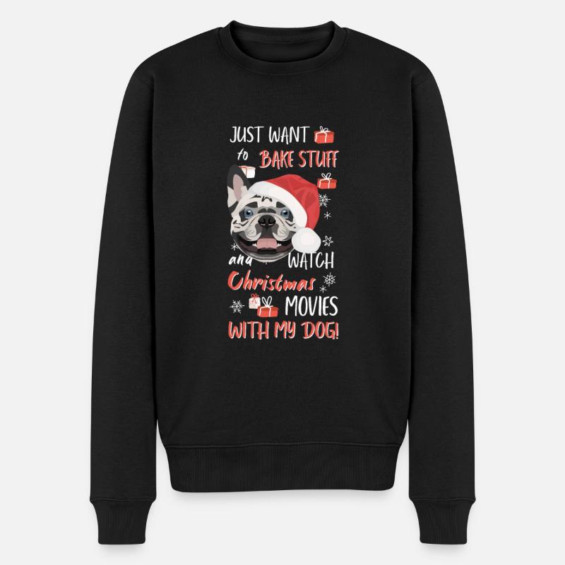 Français Bulldog Joyeux Noël - Pull Premium bio Homme - noir