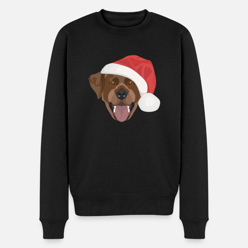 Labrador Frohe Weihnachten - Männer Premium Bio Pullover - Schwarz