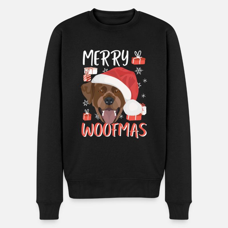 Labrador Frohe Weihnachten - Männer Premium Bio Pullover - Schwarz