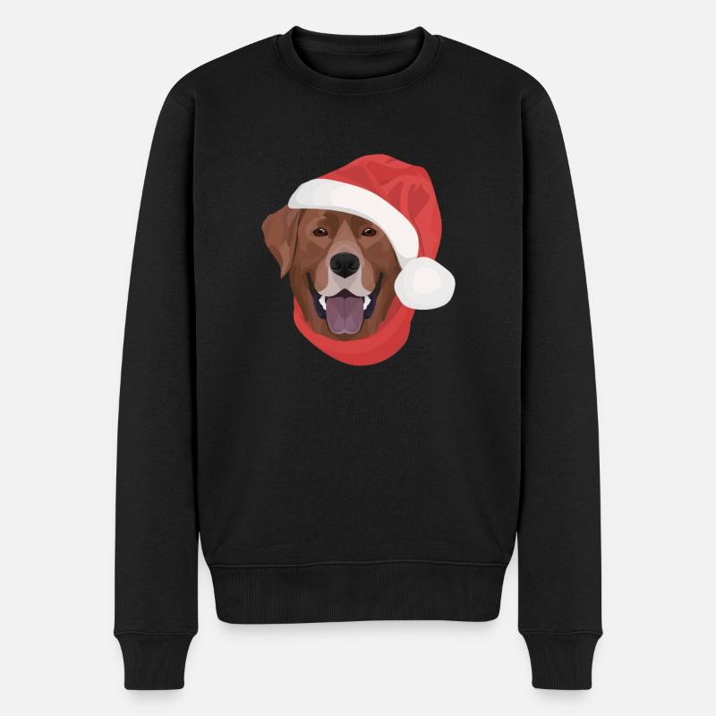 Labrador Frohe Weihnachten - Männer Premium Bio Pullover - Schwarz