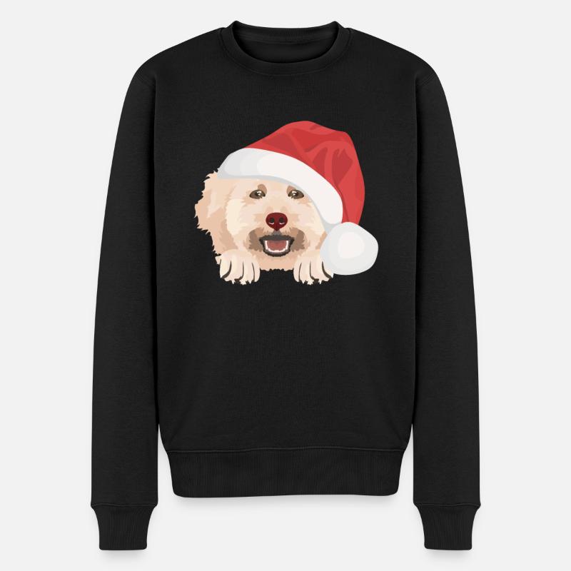 Pudel Frohe Weihnachten - Männer Premium Bio Pullover - Schwarz