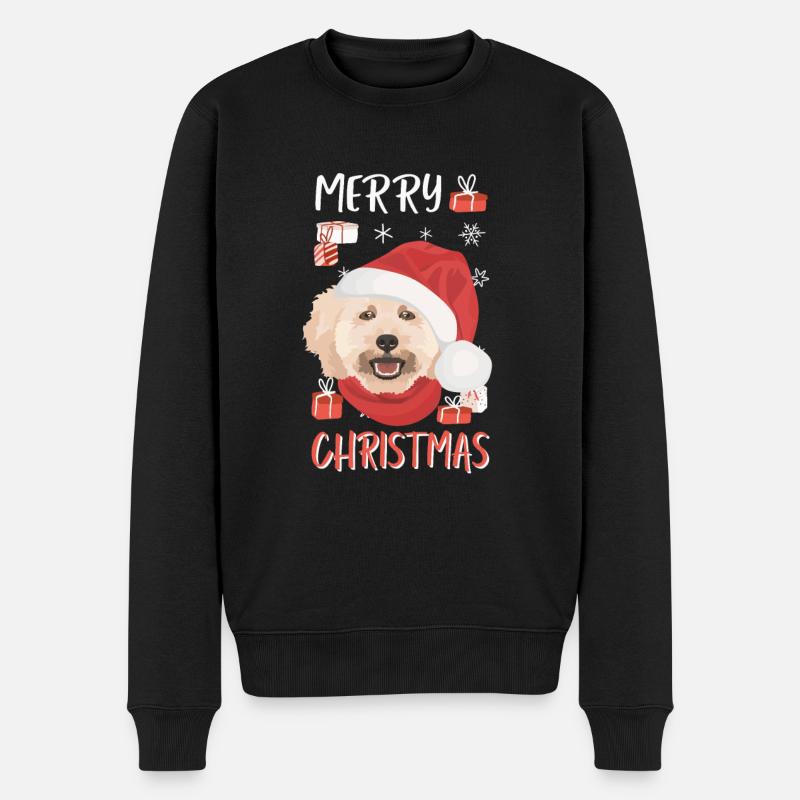 Pudel Frohe Weihnachten - Männer Premium Bio Pullover - Schwarz