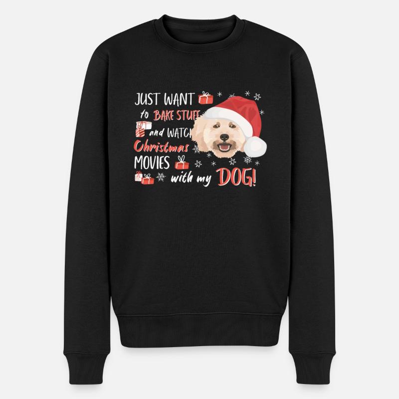 Pudel Frohe Weihnachten - Männer Premium Bio Pullover - Schwarz