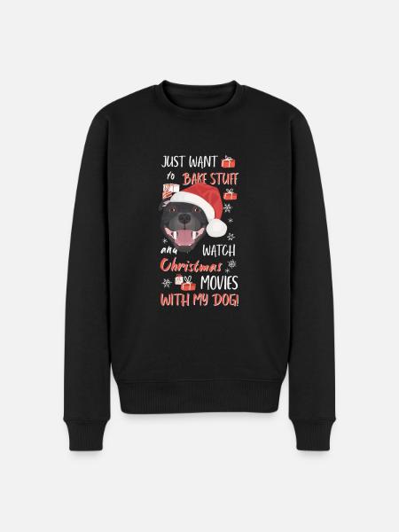 Staffordshire Bull Terrier Glædelig jul - Økologisk premium-sweatshirt til mænd - sort