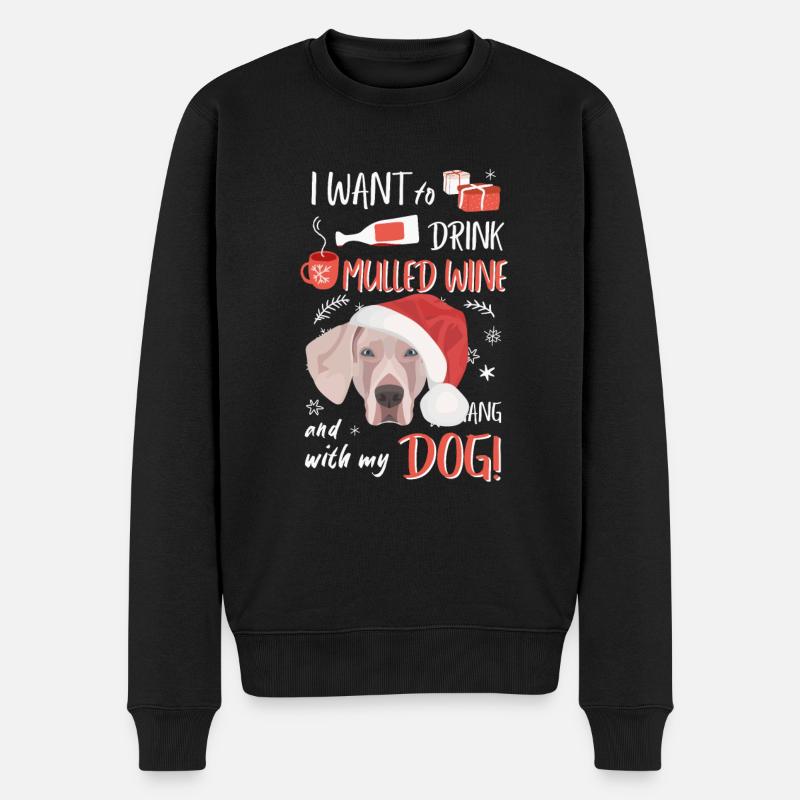 Weimaraner Glühwein Weihnachten - Männer Premium Bio Pullover - Schwarz