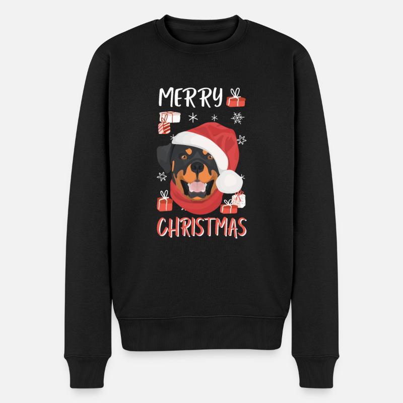 Rottweiler Frohe Weihnachten - Männer Premium Bio Pullover - Schwarz