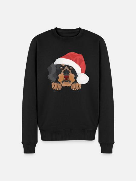Wire-haired Dachshund Merry Christmas - Men's Premium Organic Jumper - black