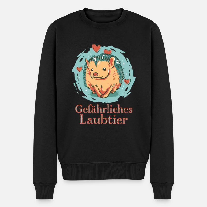 Gefährliches Laubtier Igel - Männer Premium Bio Pullover - Schwarz