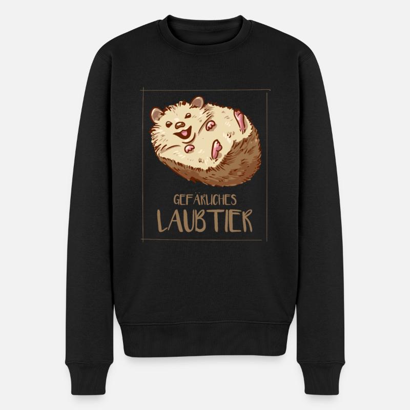 Gefährliches Laubtier Igel - Männer Premium Bio Pullover - Schwarz