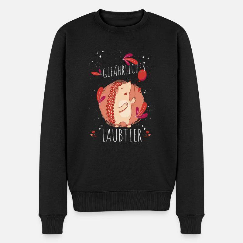 Gefährliches Laubtier Igel - Männer Premium Bio Pullover - Schwarz