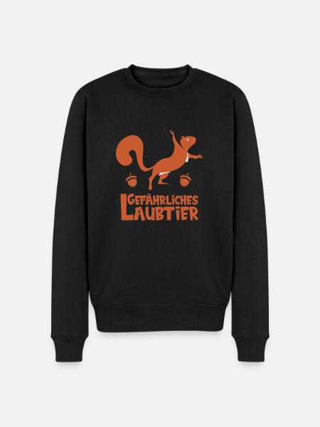 Gefährliches Laubtier Eichhörnchen - Männer Premium Bio Pullover - Schwarz