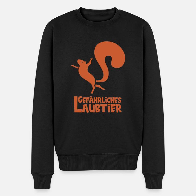 Gefährliches Laubtier Eichhörnchen - Männer Premium Bio Pullover - Schwarz