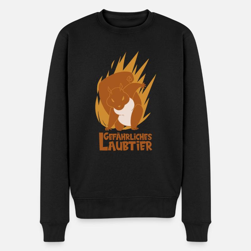 Gefährliches Laubtier Eichhörnchen - Männer Premium Bio Pullover - Schwarz
