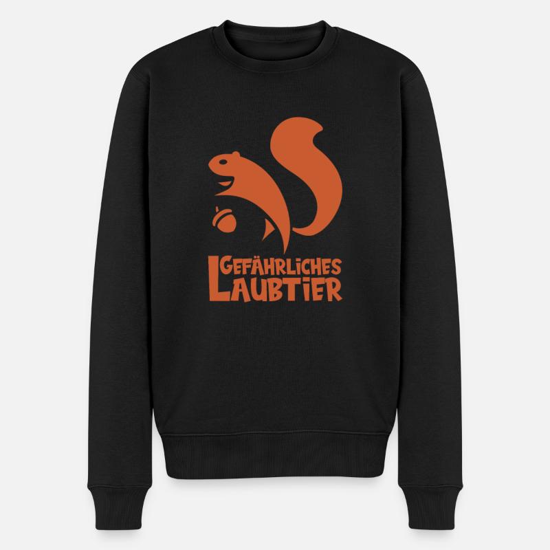 Gefährliches Laubtier Eichhörnchen - Männer Premium Bio Pullover - Schwarz