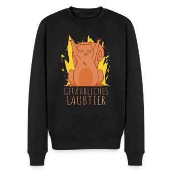 Gefährliches Laubtier Eichhörnchen - Männer Premium Bio Pullover - Schwarz - Vorne - Nico (187cm)