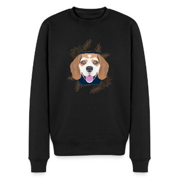 Goldener Hund Beagle - Männer Premium Bio Pullover - Schwarz - Vorne - Nico (187cm)