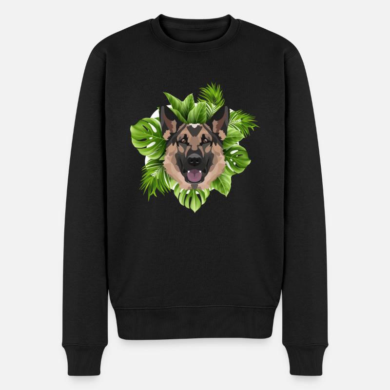 Tropical Deutscher Schäferhund - Männer Premium Bio Pullover - Schwarz