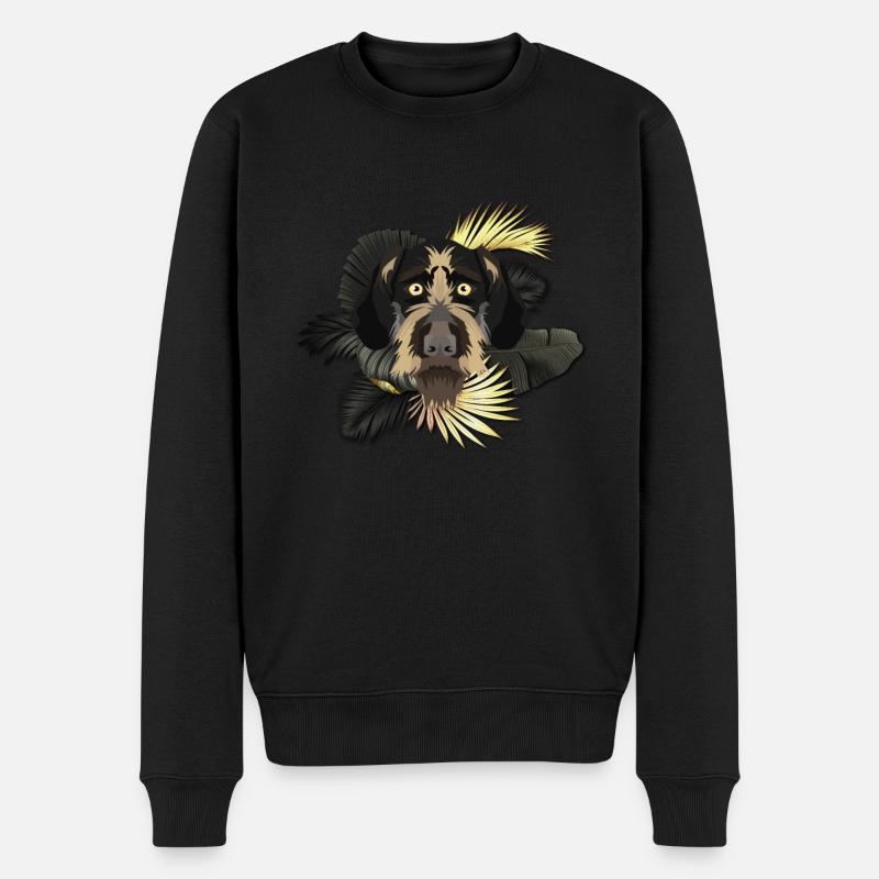 Goldener Hund Deutsch Drahthaar - Männer Premium Bio Pullover - Schwarz