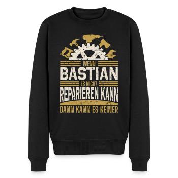 Bastian Name Geschenk Geburtstag - Männer Premium Bio Pullover - Schwarz - Vorne - Nico (187cm)