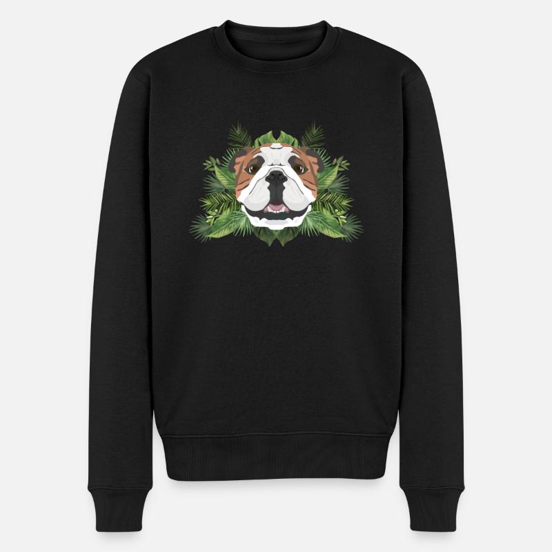 Tropical Englische Bulldogge - Männer Premium Bio Pullover - Schwarz