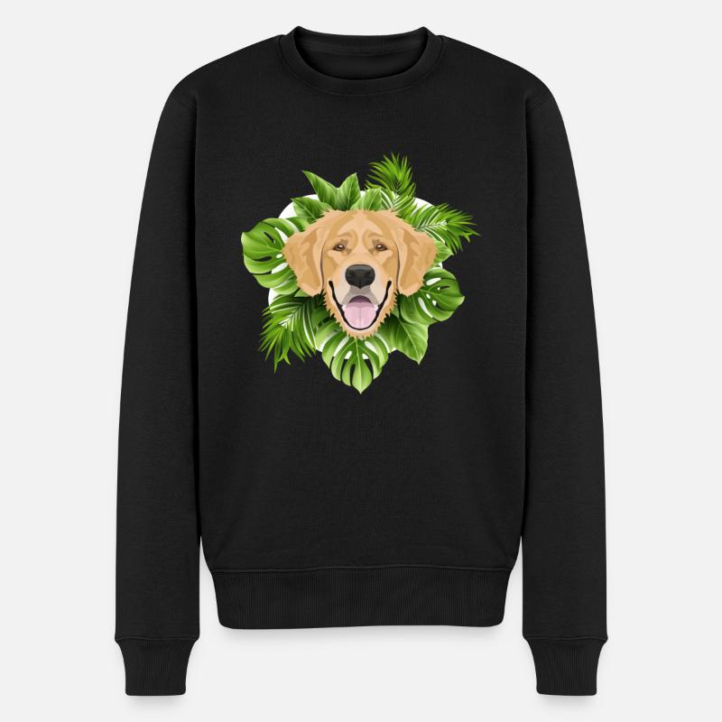 Tropical Golden Retriever - Männer Premium Bio Pullover - Schwarz