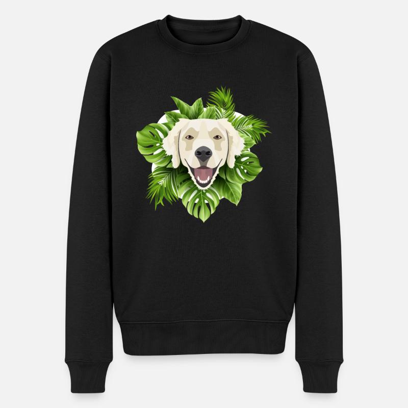 Tropical Golden Retriever - Männer Premium Bio Pullover - Schwarz