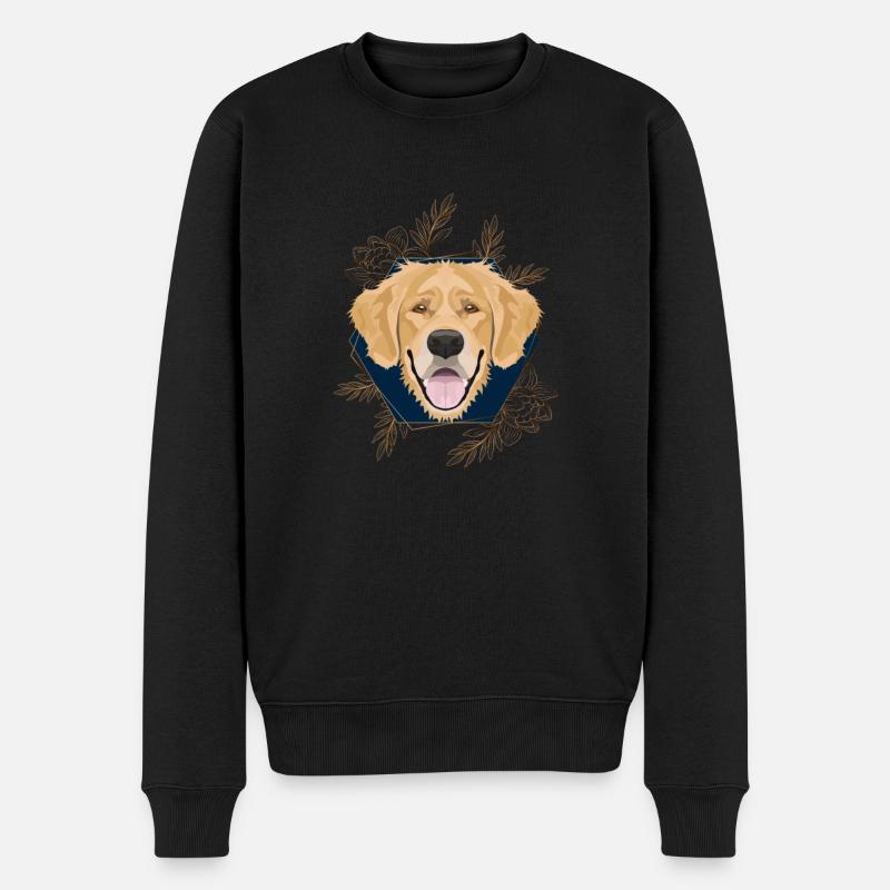 Goldener Hund Golden Retriever - Männer Premium Bio Pullover - Schwarz