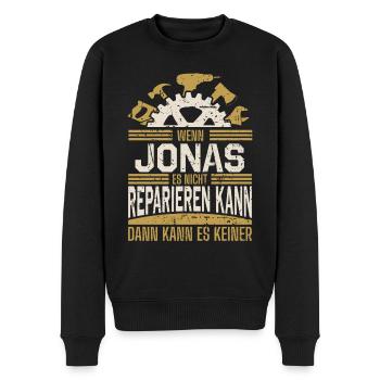 Jonas Name Geschenk Geburtstag - Männer Premium Bio Pullover - Schwarz - Vorne - Nico (187cm)