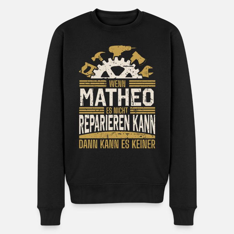 Matheo Name Geschenk Geburtstag - Männer Premium Bio Pullover - Schwarz