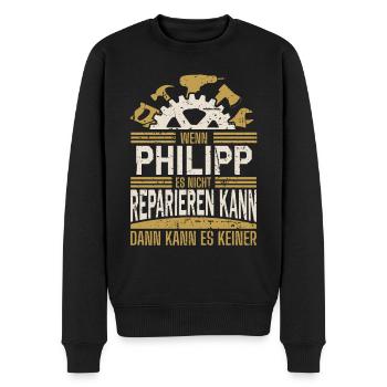 Philipp Name Geschenk Geburtstag - Männer Premium Bio Pullover - Schwarz - Vorne - Nico (187cm)