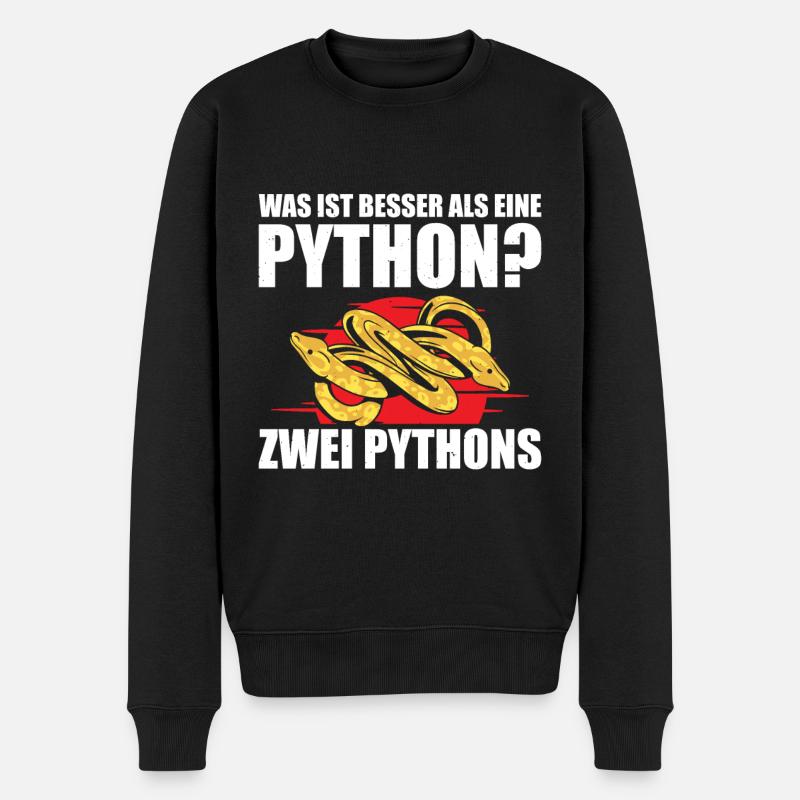 Was ist besser als eine Python? Zwei Pythons - Männer Premium Bio Pullover - Schwarz