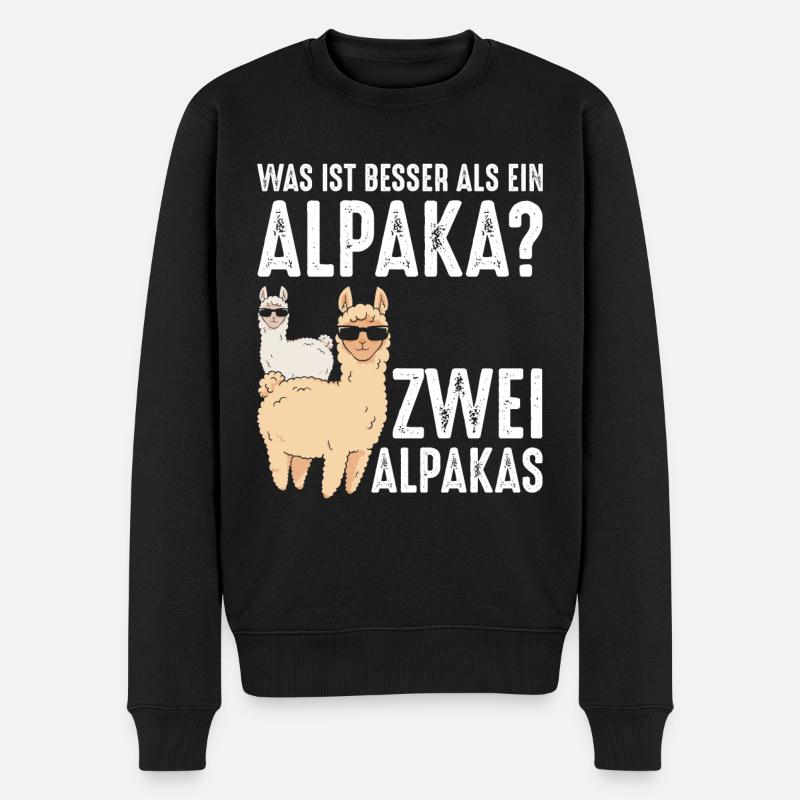 Was ist besser als ein Alpaka? Zwei Alpakas - Männer Premium Bio Pullover - Schwarz