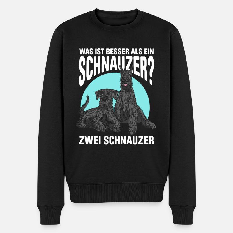 Was ist besser als ein Schnauzer? Zwei Schnauzer - Männer Premium Bio Pullover - Schwarz